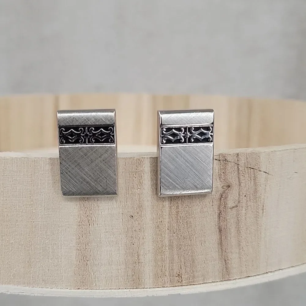 SWANK Vintage Cuff Links Silver toned Rectangle